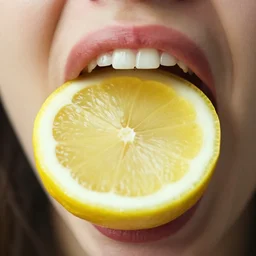 a lemon in a mouth