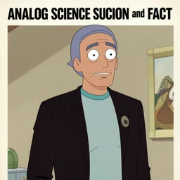 Christopher Lloyd as Rick Sanchez on the cover of Analog Science Fiction and Fact, 1965, detailed, vintage 1960s print, trending on artstation