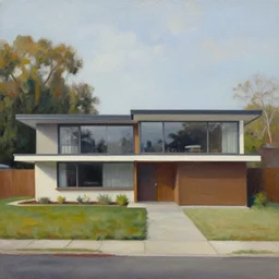 a mid - century modern house. highly detailed oil painting. 2 6 mm.