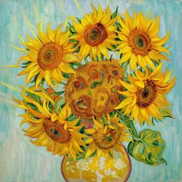 sunflower, water painting, vincent van gogh, heavenly, sun rays, intricate, colorful, highly detailed, soft tones