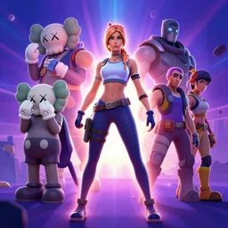 fornite lady epic game design fanart by concept artist gervasio canda battle royale kaws by ben shafer, mark van haitsma, anton migulko, airborn studios, drew hill, joa £ o bragato and mark behm. radiating a glowing aura global illumination ray tracing hdr render in unreal engine 5