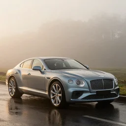 parked Bentley Mark Iv, fog, rain, volumetric lighting, beautiful, golden hour, sharp focus, highly detailed, cgsociety