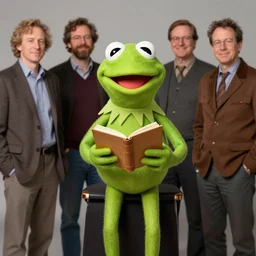 portrait of kermit the frog holding a note book by theodore ralli and nasreddine dinet and anders zorn and nikolay makovsky and edwin longsden long