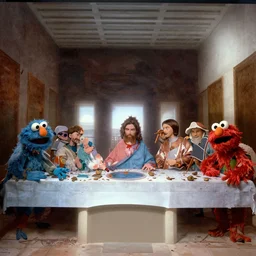 the last supper by roger hargreaves and jim henson, 4 k, 8 k, hdr, artstation, concept art