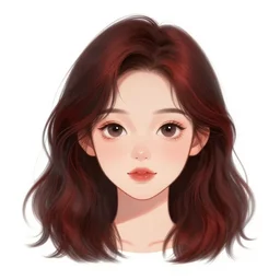 a realistic illustration portrait of a beautiful cute girl with wavy black red hair, a pointy nose and, round chin black eyeliner, trending on artstation, hyper - realistic lighting
