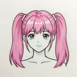 comic book drawing of a pink haired girl in a twin tail with laser beam on her hand. Trending on artstation. Marvel comics. High detail.