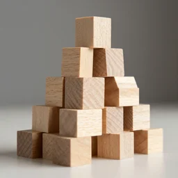 a pyramid of wooden blocks