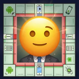 monopoly man emoji, android phone icon, professional design by google