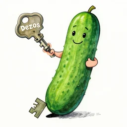 jeff bezos is the cucumber king, colored ink, moebius illustration art, key art
