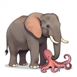 elephant with an octopus tentacle trunk
