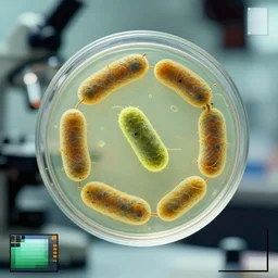 realistic photo of a microbes bacteria petri cup, biology, user interface with pixels ; 1 9 9 0, microscope, closeup, bokeh, natural colors, kodak ektar, 2 0 0 iso, 3 5 mm lens, bill henson