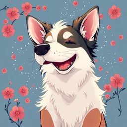 maximalist joyful dog pixiv fanbox, makoto shinkai takashi takeuchi studio ghibli, akihiko yoshida, yoshitaka amano, wangechi mutu, clean cel shaded vector art. shutterstock. behance hd by lois van baarle, artgerm, helen huang, rossdraws, illustration