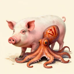 a pig crossed with an octopus, soviet art