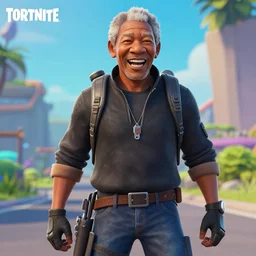 Morgan Freeman in Fortnite laughing