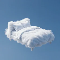 floating cloud in shape of a bed