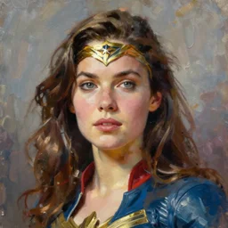 dynamic macro head portrait of beautiful female super hero in, painting by alex ross, oil painting photo real