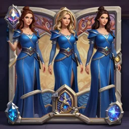 Symmetrical Hearthstone official professional art, with realistic beautiful full body & face & eyes. Every following words is important: A female mage with a blue robe. Completly coherent and well drawned physical every single body parts, ArtStation.