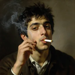 a beautiful cinematic masterpiece neoclassical headshot portrait of a tripping suburban indian stoner boy smoking a joint, by valentin de boulogne, by pieter de hooch, by jean - honore fragonard, oil on canvas, brilliant lighting, smoke, sharp, detailed, 8 k