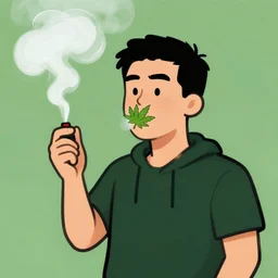 weed leaf smoke a man in the style of cartoons