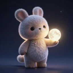 a cute stuffed animal holding the moon in it's hand, backlight, 3 d render, octane render, still from moon keeper by pixar