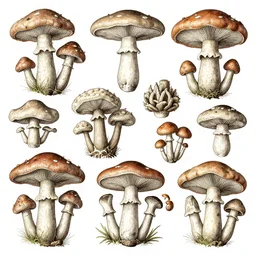 ernst haeckle style illustration full page of different fungi