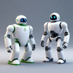 xbox robot vs playstation robot, post apocalyptic, hd, unreal engine, cinematic