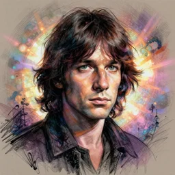 jim morrison by disney concept artists, backlit, moody, intense, intricate, indie studio, fantasy, moody, rim lighting, godly light, vibrant pastel colors, emotional, sketch, fantastical, whimsical, noise, dappled light, stippling