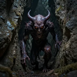 creature infested crevice, evil, staring at you, damnation