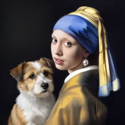 girl with a pearl earring as a dog, very detailed