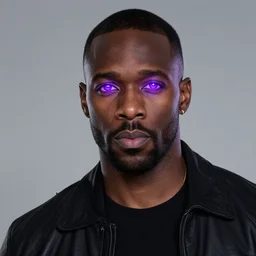 Keanue Reeves with glowing purple eyes
