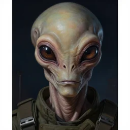 portrait of an alien soldier, extreme fine detail background, night, highly detailed, detailed eyes, high quality, digital painting, hyperrealistic, by gaston bussiere, j. c. leyendecker, craig mullins