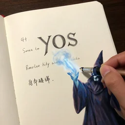 yos written in smokes + wizard doing magic