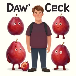 dawson's creek poster marterial but with antrophomorphic damsons as characters