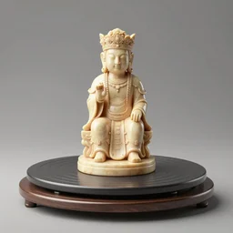 a 3D render of a centered ivory ancient sculpture in a turn table at 10 degrees. Unreal Engine. UE5. Vray. Arnold render. Octane Render.
