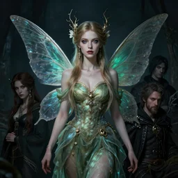 A fancy portrait of a female fairy by Greg Rutkowski, Sung Choi, Mitchell Mohrhauser, Maciej Kuciara, Johnson Ting, Maxim Verehin, Peter Konig, Bloodborne, 8k photorealistic, cinematic lighting, HD, high details, dramatic, dark atmosphere, trending on artstation