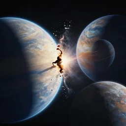 two planets crashing in to each other