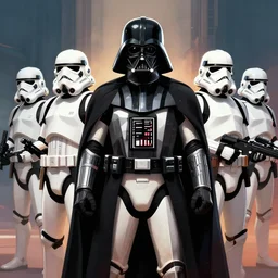 army of storm troopers behind Darth Vader digital art