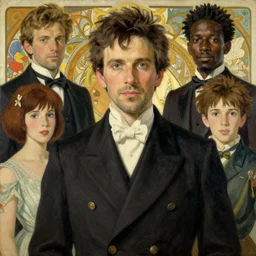 peruvian man, portrait painting by richard schmid, edgar maxence, kehinde wiley, thomas moran, maxfield parrish, studio ghibli, loish, alphonse mucha, fashion photography
