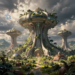 ! dream retro futurism, solarpunk, biopunk, naturecore, artwork by roger dean, by dean ellis
