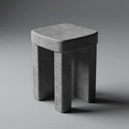 rendering for stool, brutalism style stool, designed by zahahadid