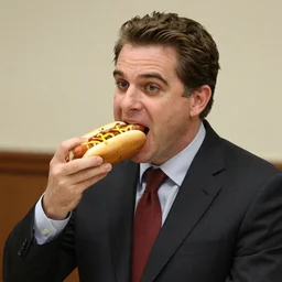 senator armstrong from metal gear rising eating a hot dog