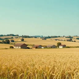 corn countryside, panorama, style guido borelli, artstation, cinematografic, vivid pastel colors