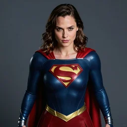 a potrait of Gal Gadot as Supergirl with man of steel suit style and full armour by Zack Snyder, 8k photorealistic, cinematic lighting, HD, high details, dramatic, trending on artstation, view from above