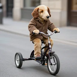 corto maltese riding on a tricycle