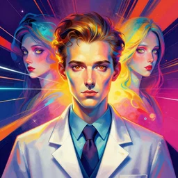 symmetry!! stunning portrait of mad scientist by victo ngai, kilian eng vibrant colours, dynamic lighting, digital art, winning award masterpiece, fantastically beautiful, illustration, aesthetically inspired by beksinski and dan mumford, trending on artstation, art by greg rutkowski, 8 k