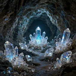 a cave full of diamonds and luminous crystals, fantasy photo, harry potter style, trending on artstation, hdr, mysterious