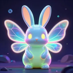 neon fluorescent, iridescent cute bunny rabbits with fairy wings cyperpunk 2 0 7 7, unreal engine 5, 8 k ultra realistic, hyperdetailed, volumetric lighting, extremely high quality, vector art, illustration by frank frazetta