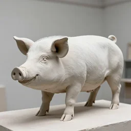 sculpture of a pig, work in progress