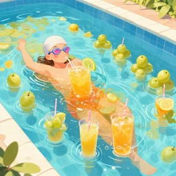 a swimming pool filled with grape juice, digital art