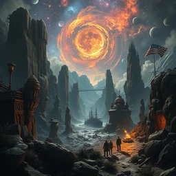 a dying universe. establishing shot, concept art, intricate details, fantasy, in the style of disco elysium